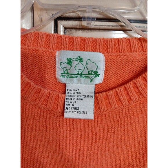The Quacker Factory Lemon Embroidered Orange Knit Short Sleeve -  Shirt Small - Picture 4 of 6